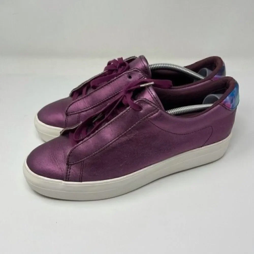 Keds womans platforms metallic purple leather us 7.5 BoxE